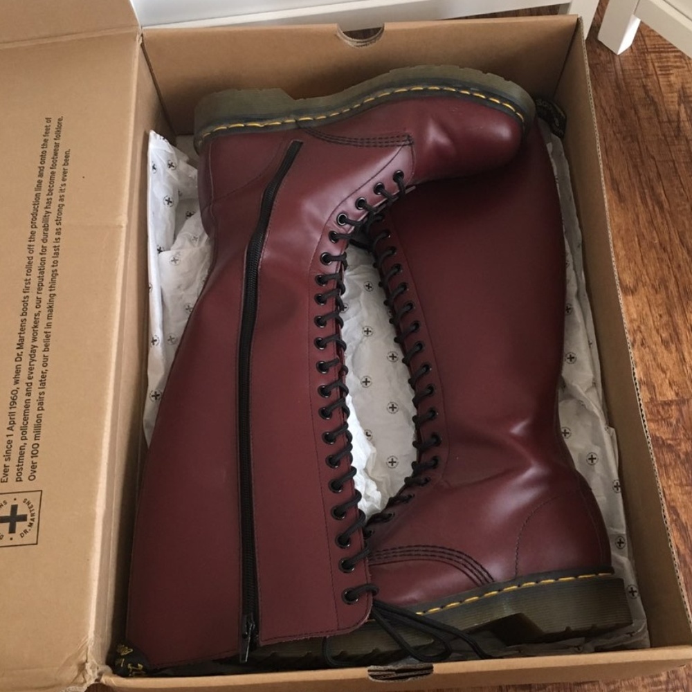 Dr. Martens Cherry Red Smooth Knee High Boots